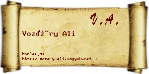 Vozáry Ali névjegykártya